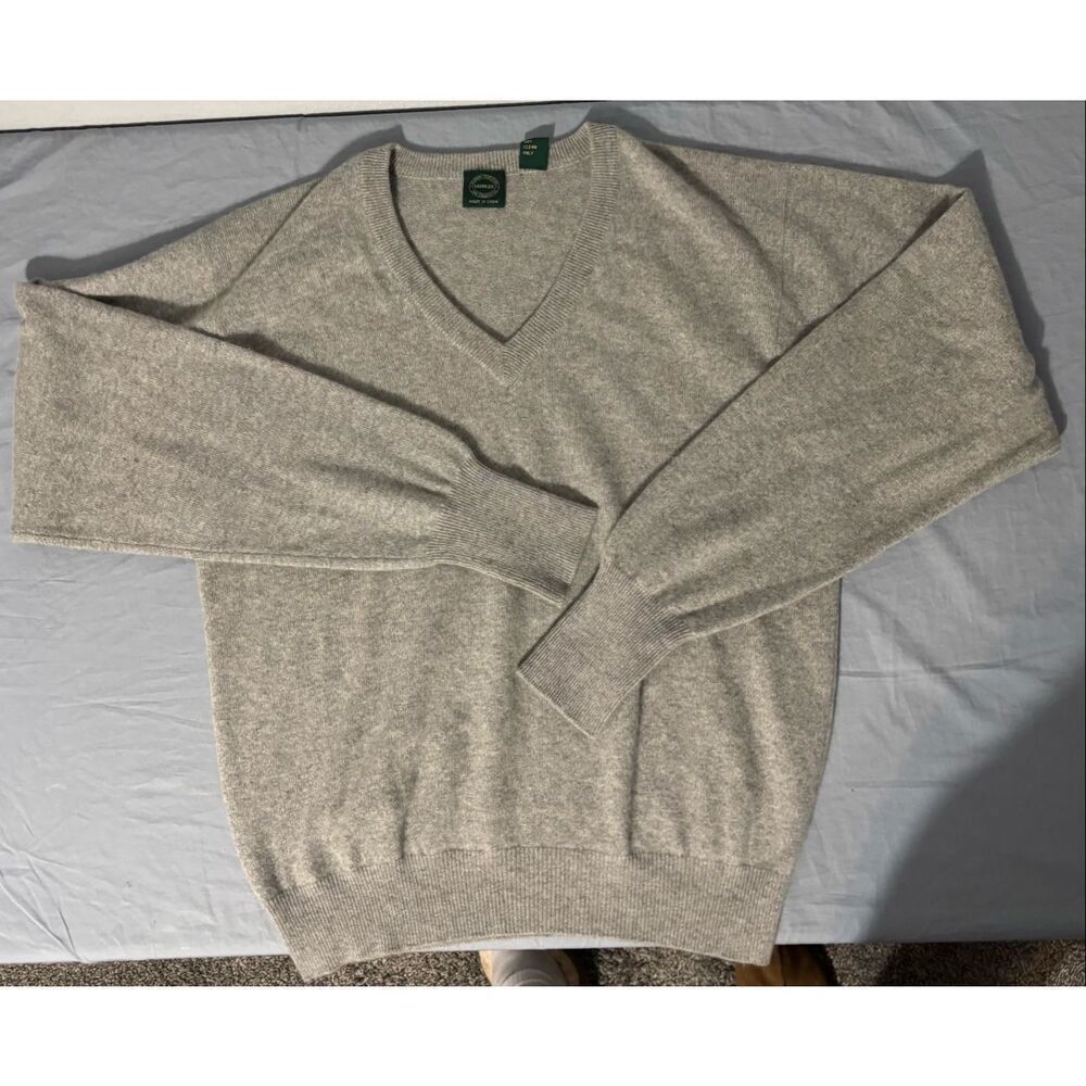 Saddles 100% Cashmere Sweater For Men Size XL Gray V Neck